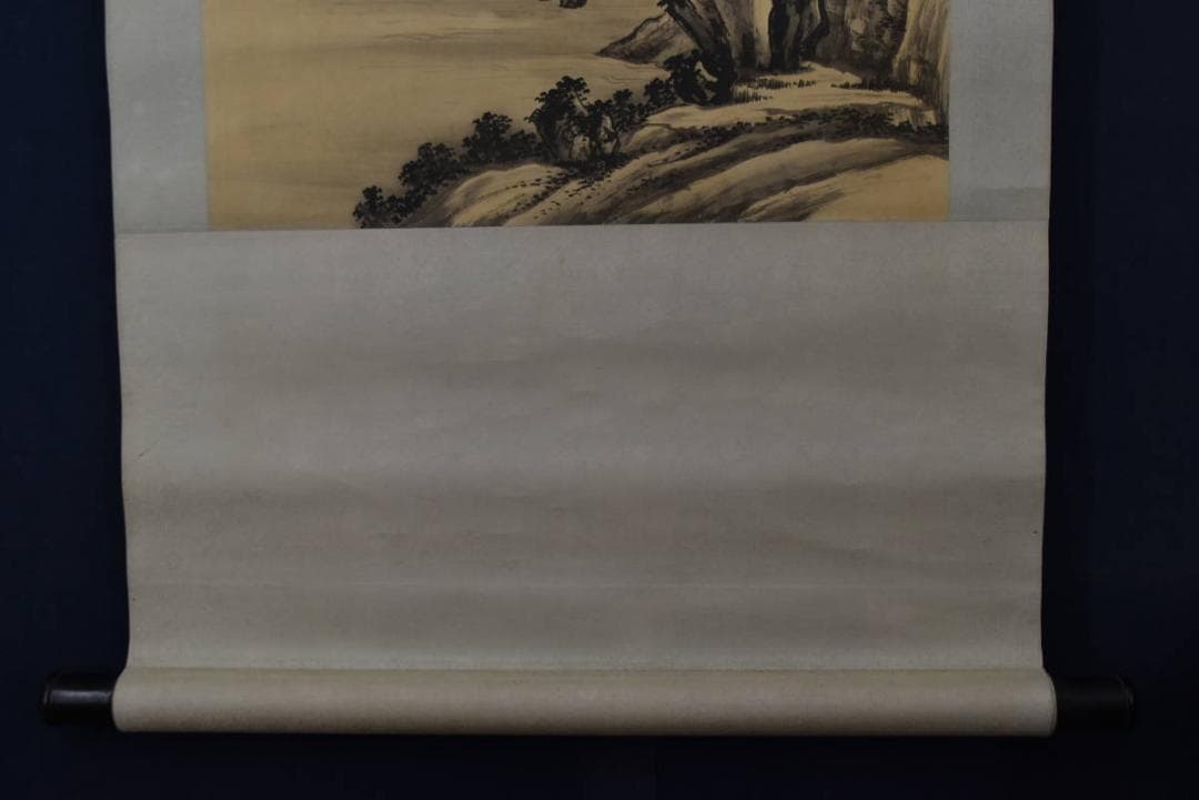 晨光/中国/山水画/漁村夕照/掛軸/名家伝来/AA-220