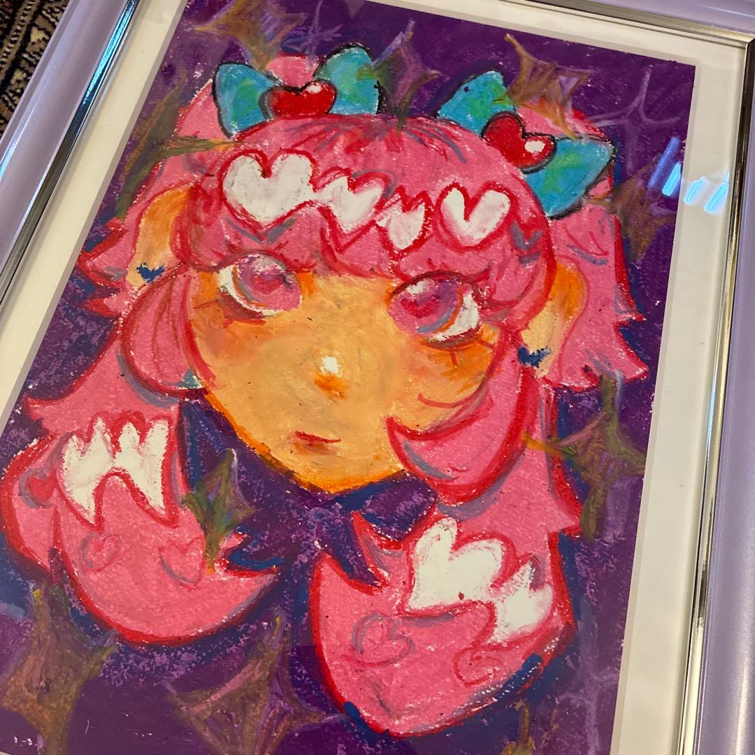 アート　額縁付き　イラスト　個人　手描き