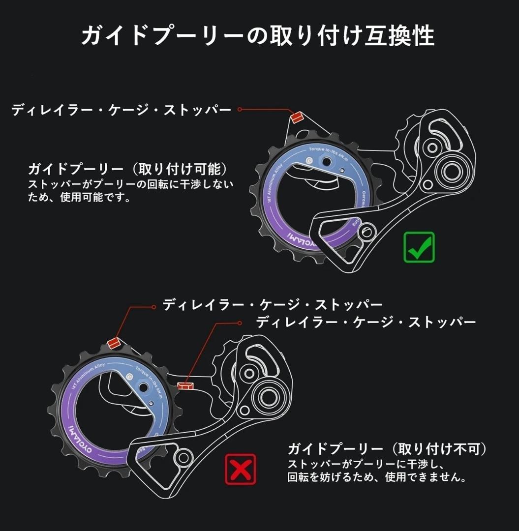 超軽量 セラミックプーリー 18T 偏心設計 Shimano/SRAM ①