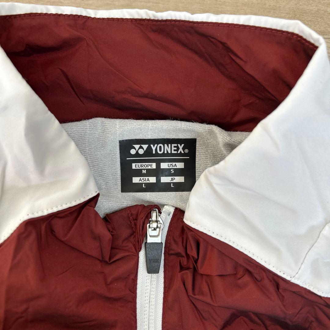 YONEX ヨネックス 裏地付ウィンドウォーマーシャツ＆パンツ ボルドー/白 L
