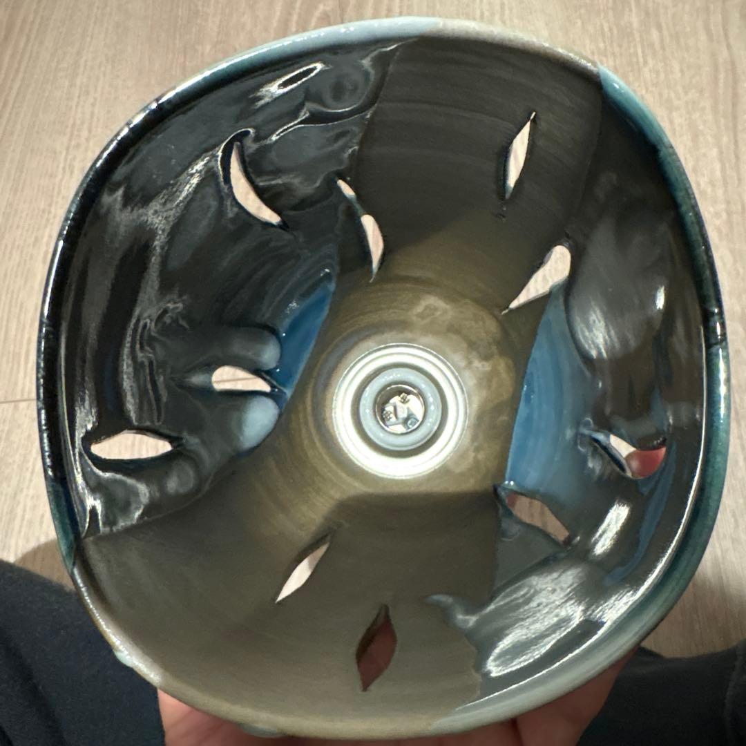陶器製ランプシェード 青黒グラデーション