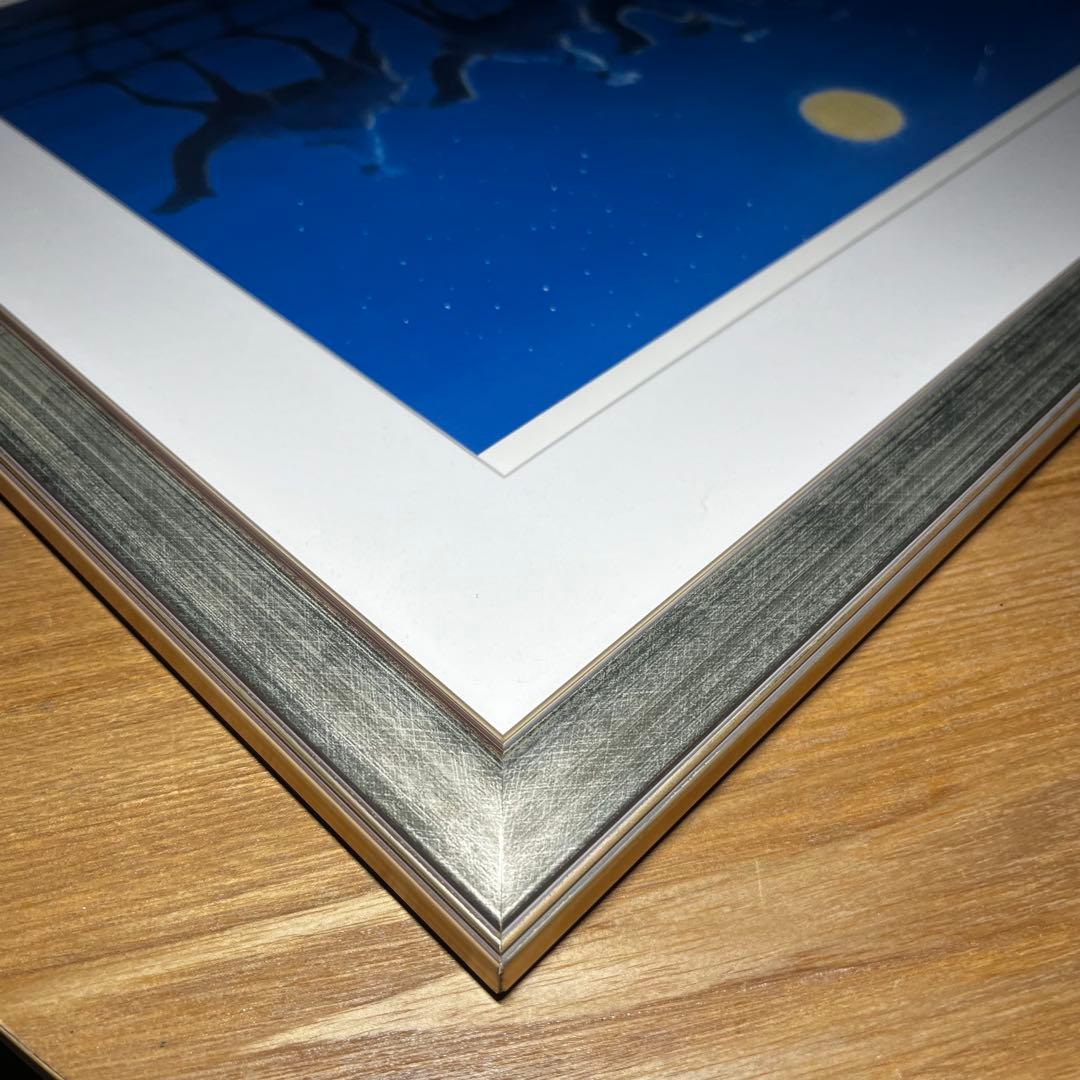 平山郁夫 月光らくだ行 額装 複製画 シルクロード ラクダ 月夜 星空 絵画
