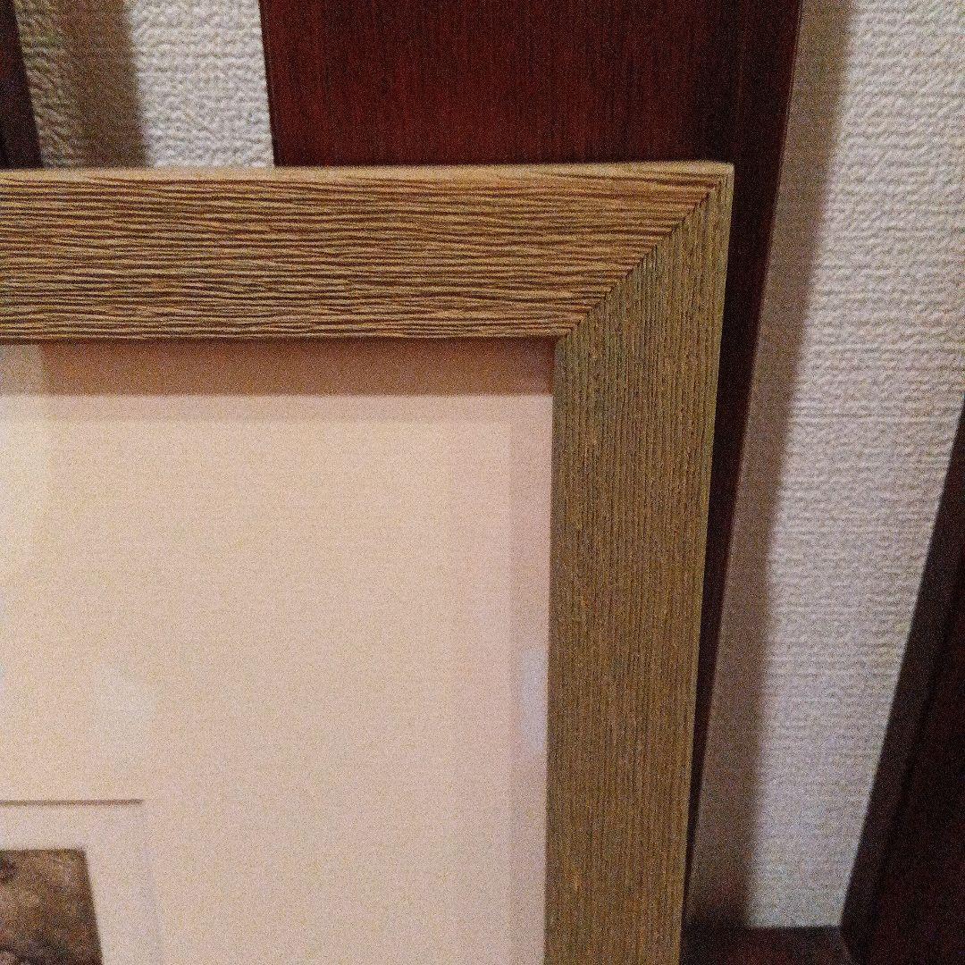 逸見亜古さん銅版画 天使にお願い　逸見亞古モスグリーン木製 額縁