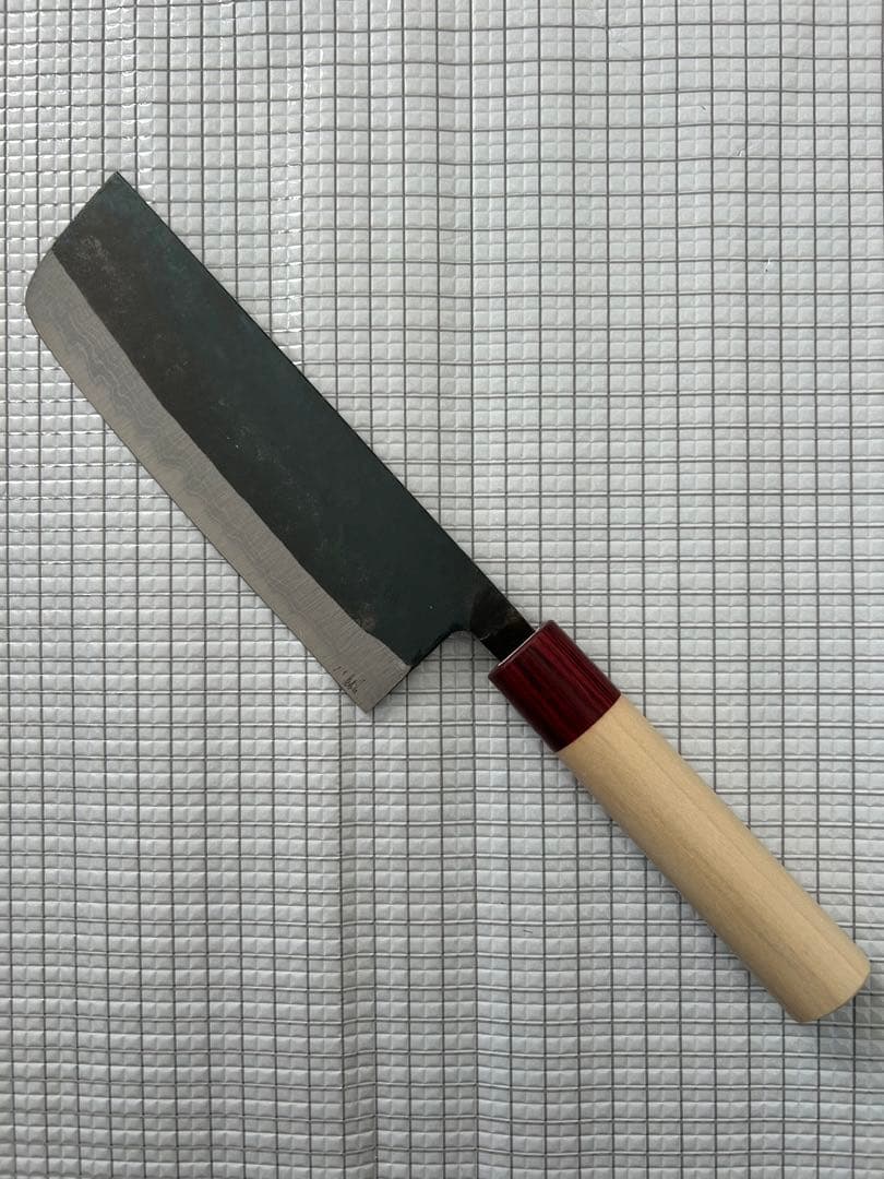 包丁 菜切包丁 ダマスカス 安来鋼青紙２号 165mm ワイン丸柄