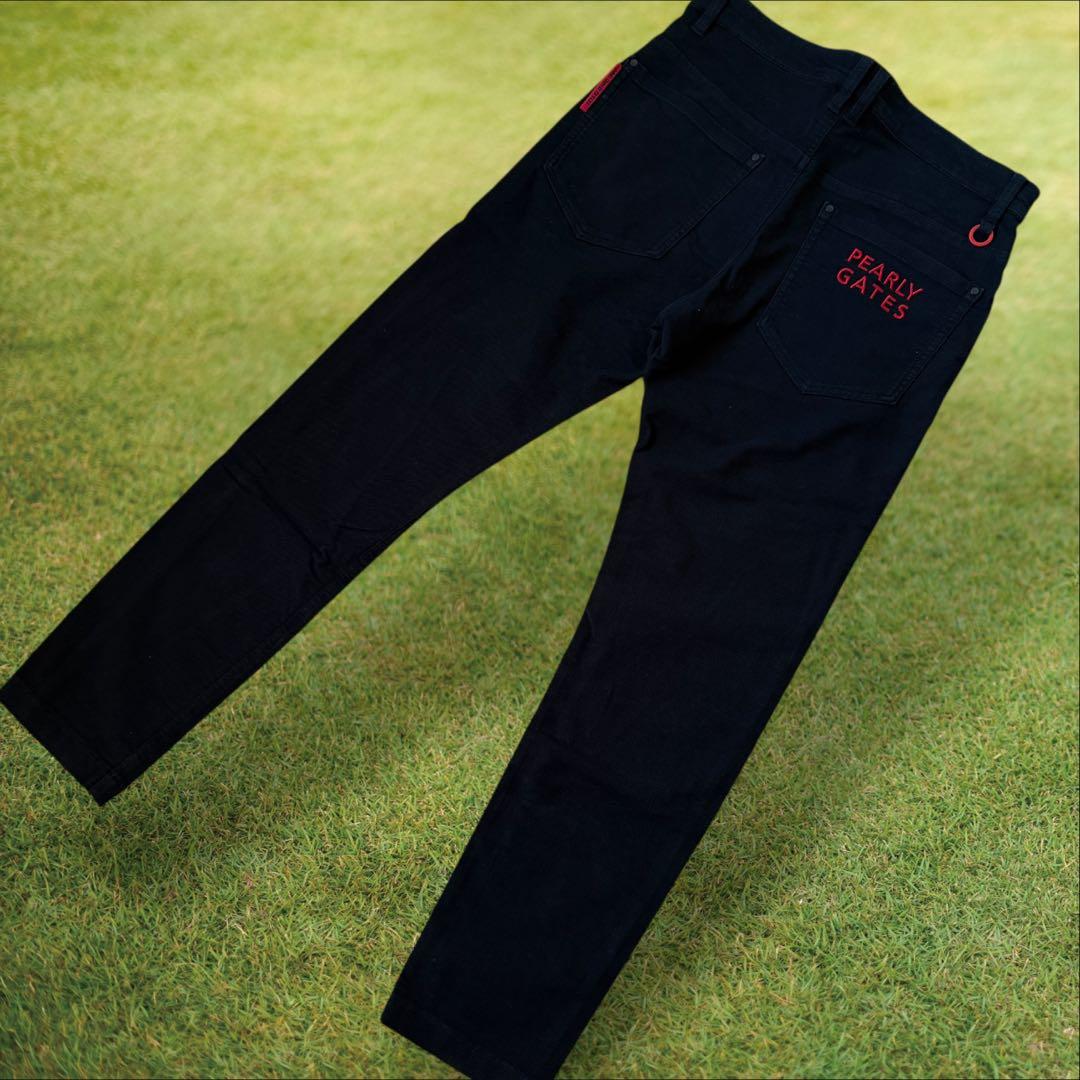 パーリーゲイツ　パンツ　黒　M〜L相当　コットン素材　ブラック　ストレッチ　4