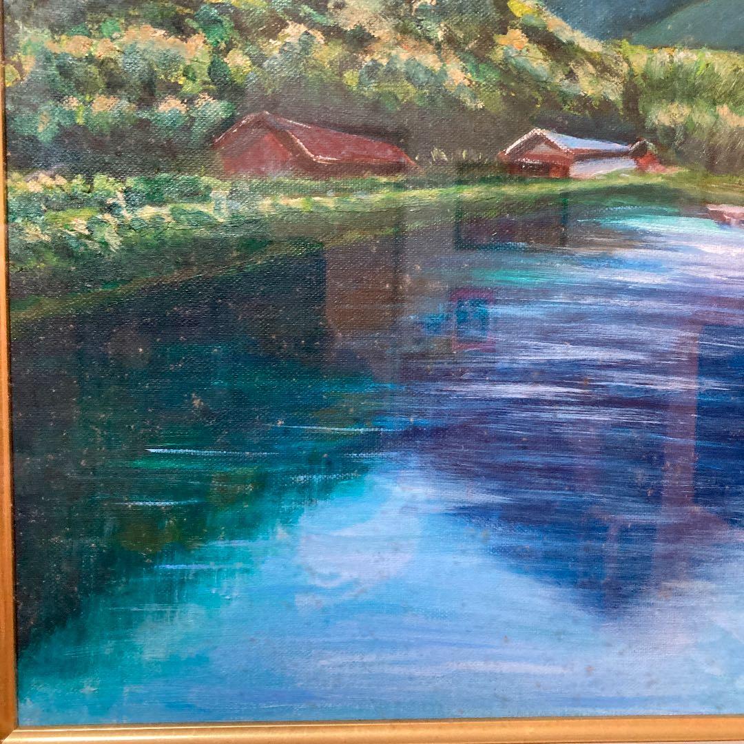 油絵山と川絵画