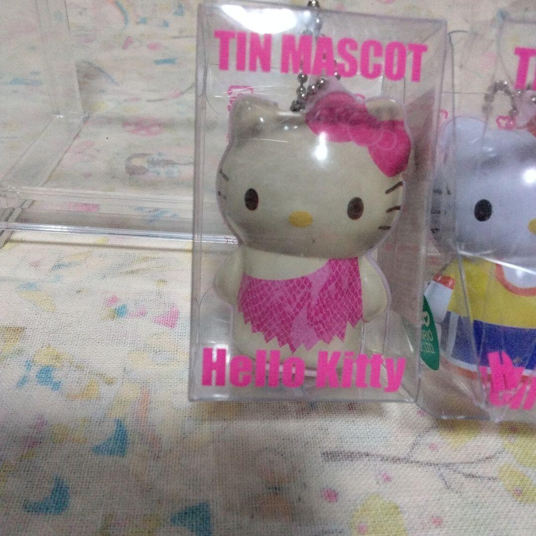 平成レトロ　ハローキティ ブリキマスコットキーホルダー 3点セット