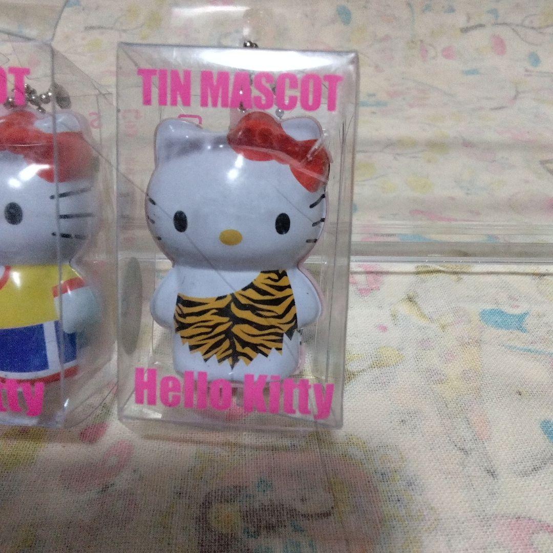平成レトロ　ハローキティ ブリキマスコットキーホルダー 3点セット