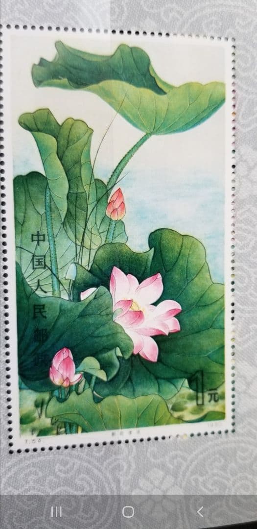 1980年の蓮の花切手の小型シートとバラ切手4種