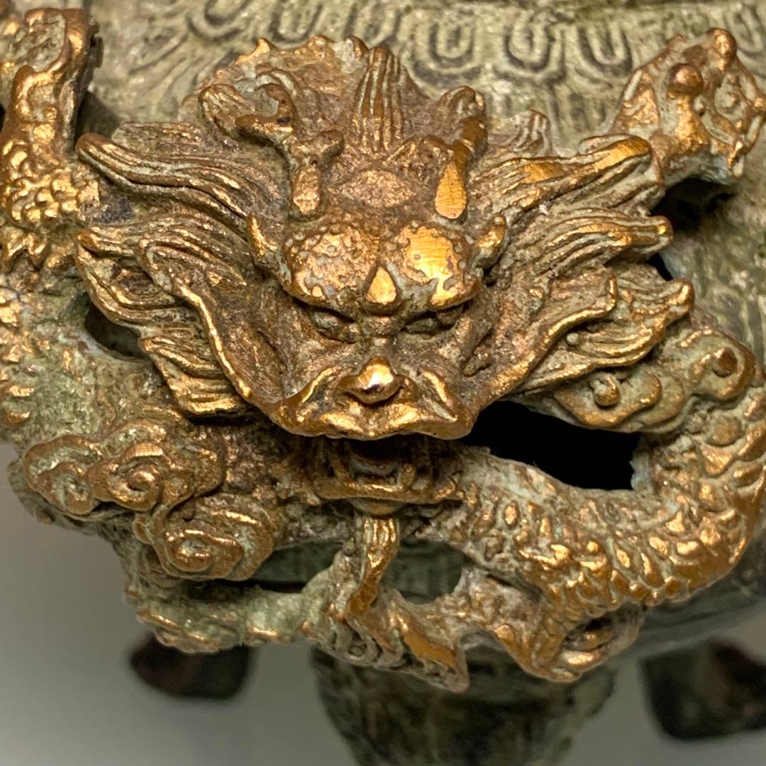 時代物　清国　龍生九子 香炉　青龍中門 四平八穩 鎮座物　神器　純銅保証　青銅器