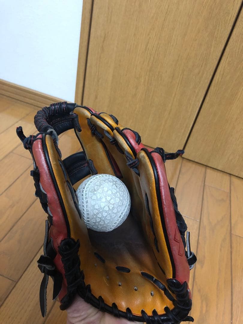【早いもの勝ち】土日限界価格JUNKIE GLOVE 軟式グローブ 赤/オレンジ