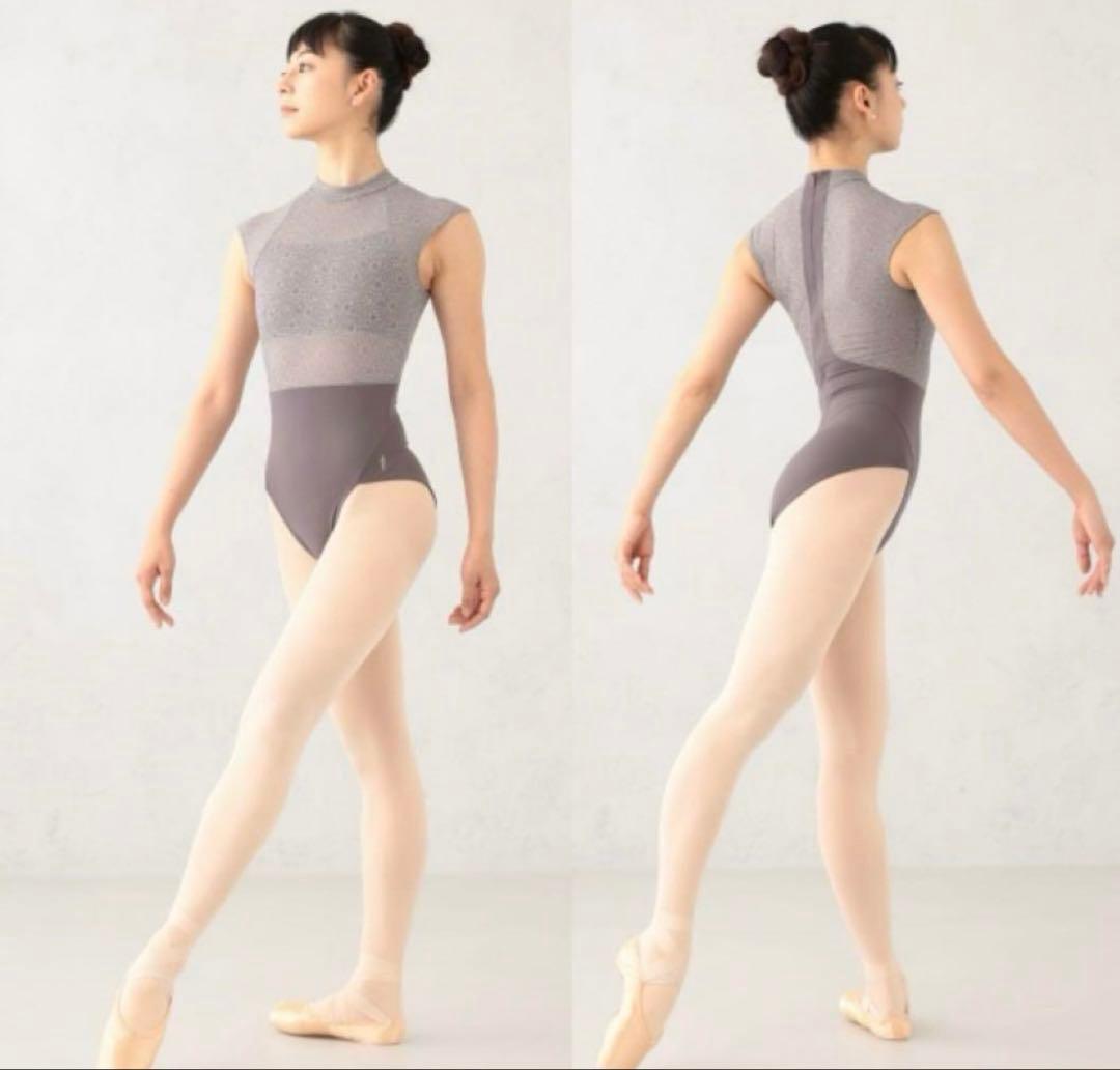 新品　FREED OF LONDON★ハイネックレオタード チャコールグレー　L