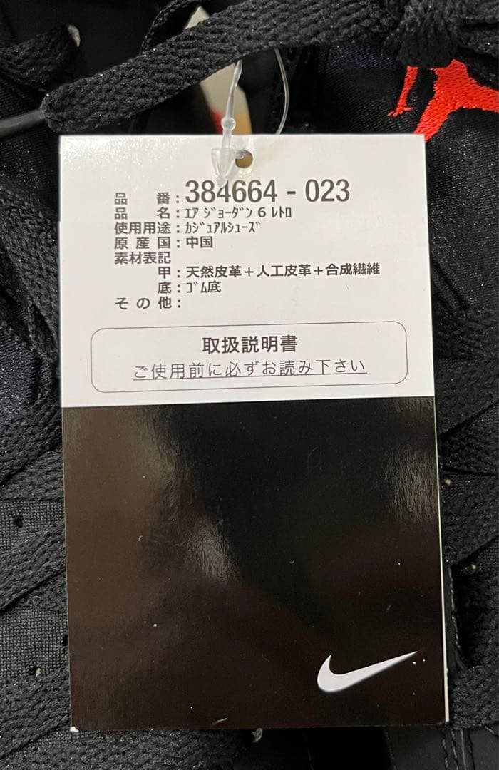 【US10.5】 AIR JORDAN 6 RETRO 384664-023