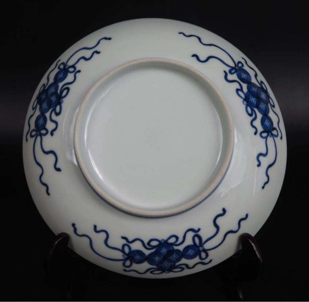 送料無料　江戸時代　色鍋島 色絵皿　櫛高台 径21.2cm