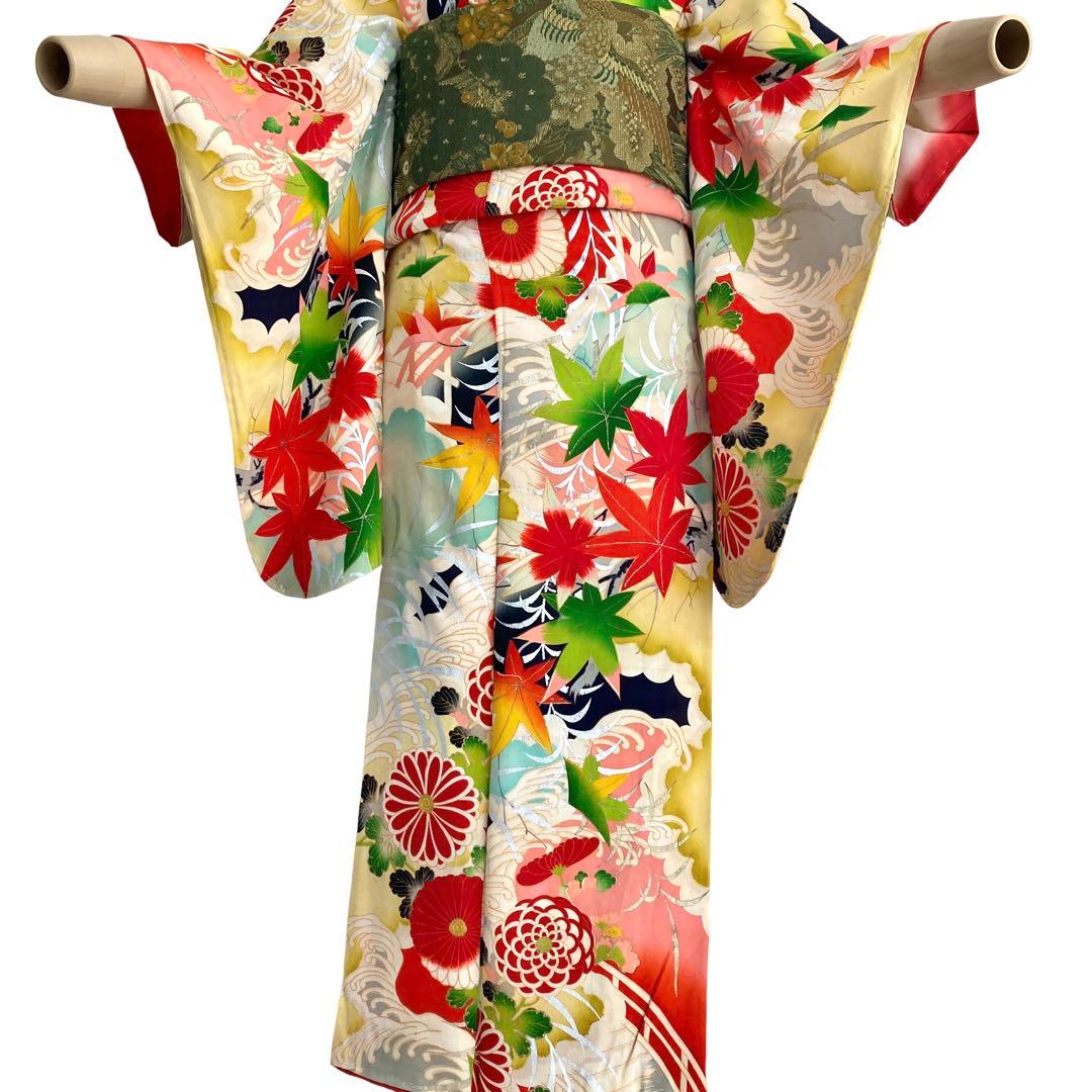 仕付け糸付き　セミアンティーク ジュニア　大人　着物　NO5