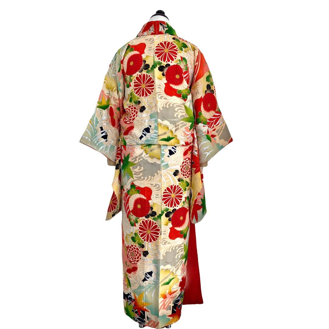 仕付け糸付き　セミアンティーク ジュニア　大人　着物　NO5
