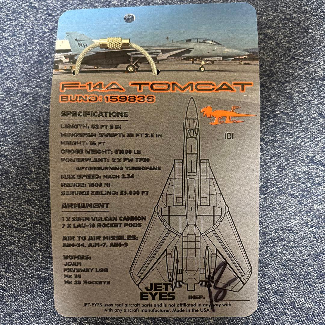 F-14戦闘機　フライトタグキーホルダー　アメリカ海軍飛行機　TOPGUN