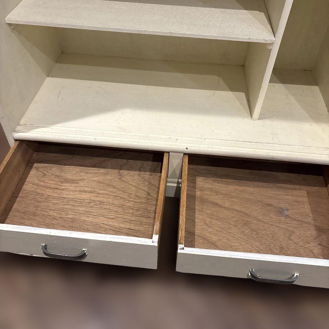 木製棚　古家具　古物　リメイク済み　店舗什器　クリーム色