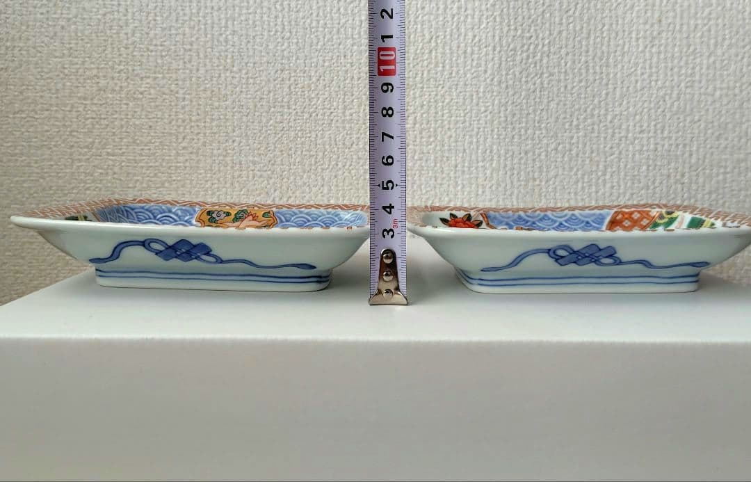 波佐見焼 林九郎窯 青海波地紋雪輪 角皿２枚セット