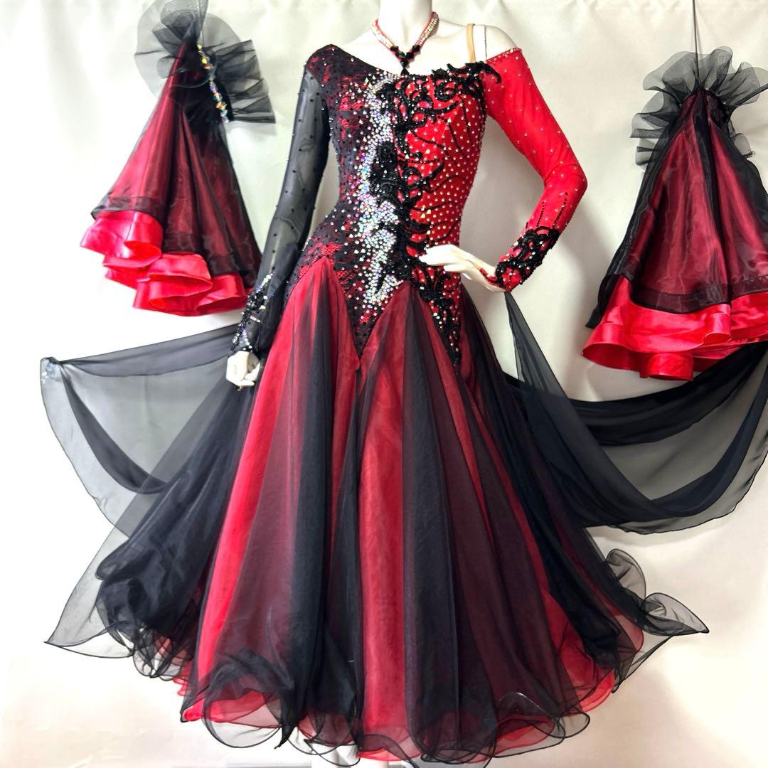 新品、M〜サイズ 社交ダンス、競技ドレス、モダンドレス、スタンダード、デモドレス