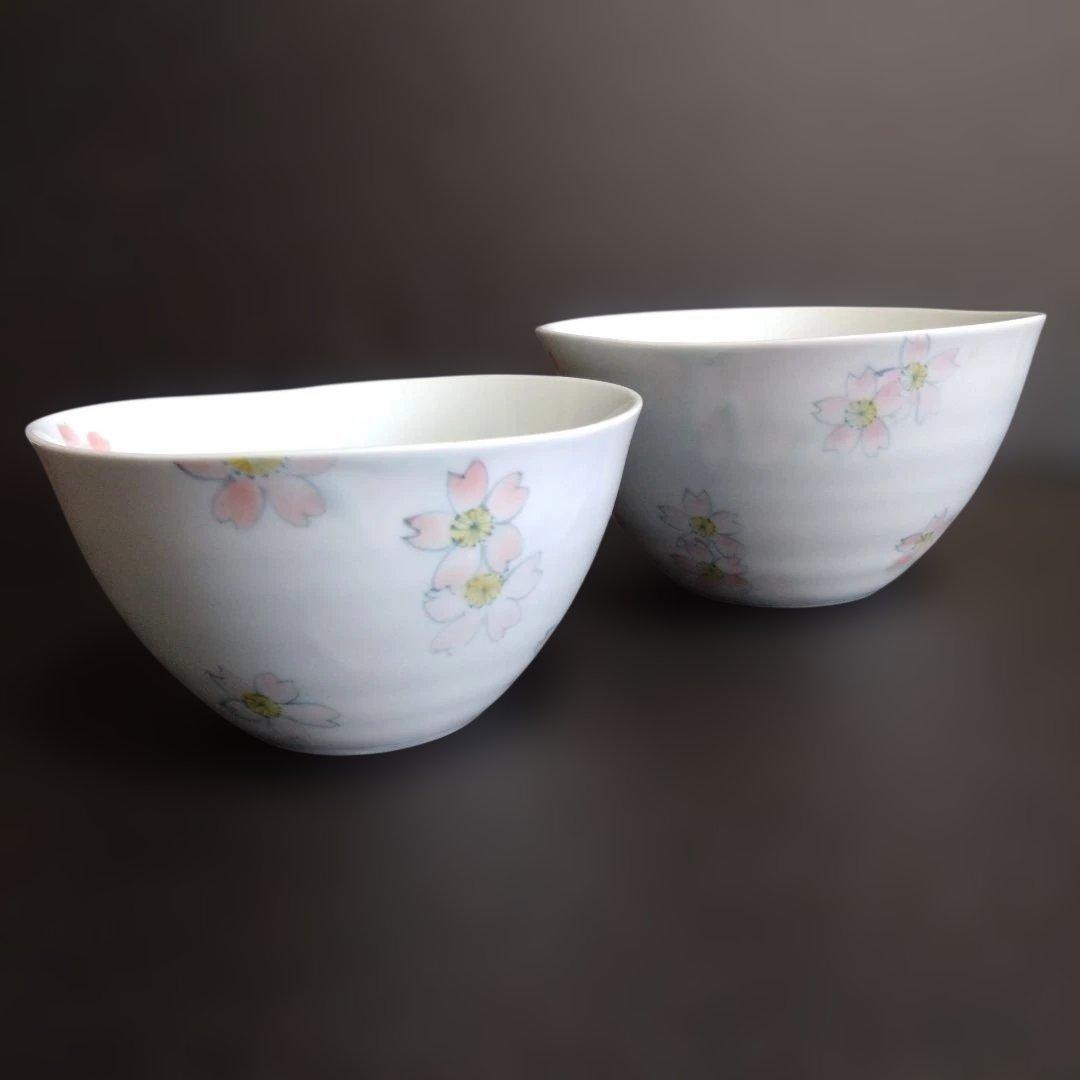 未使用 有田焼 夫婦丼 麺鉢 桜絵