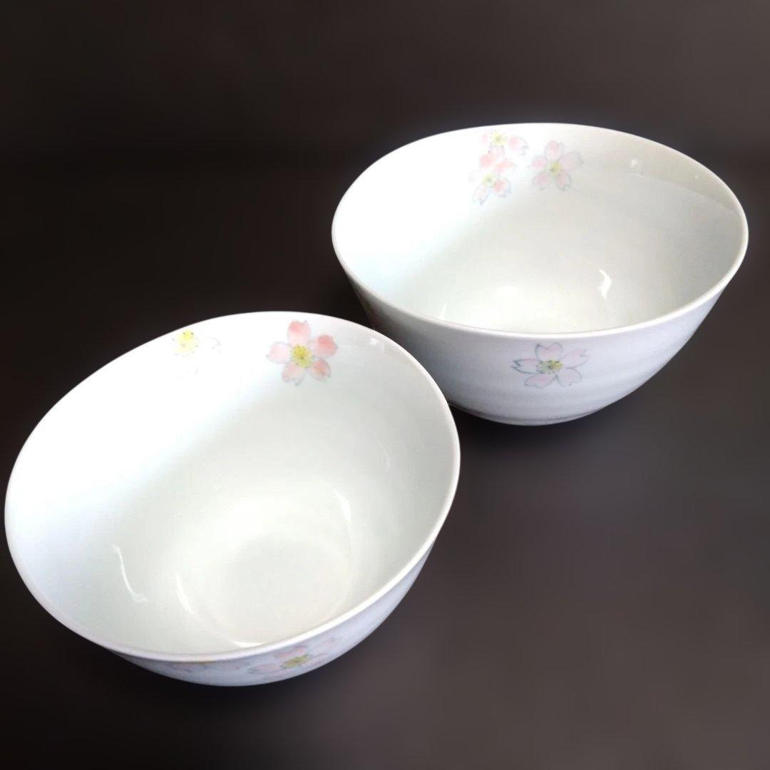 未使用 有田焼 夫婦丼 麺鉢 桜絵