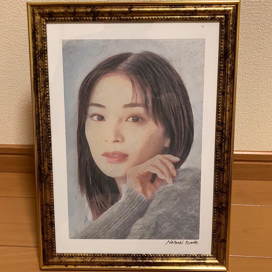 女優画31 額装品　額縁寸法32.7cm×24.0cm　カラー着色　定款付