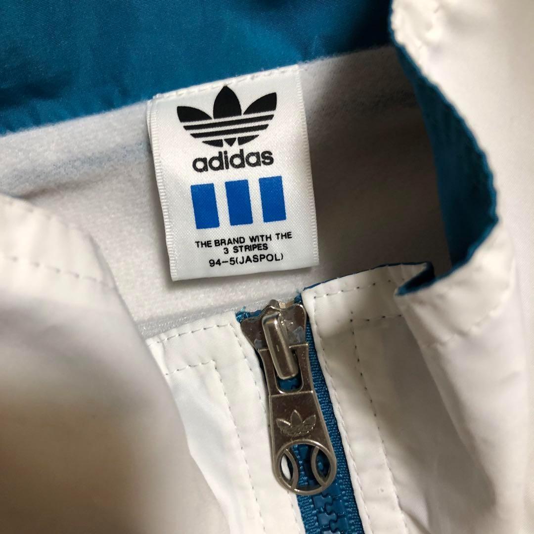 〜80s デサント adidas ウインドブレーカー セットアップ 白 孔雀青