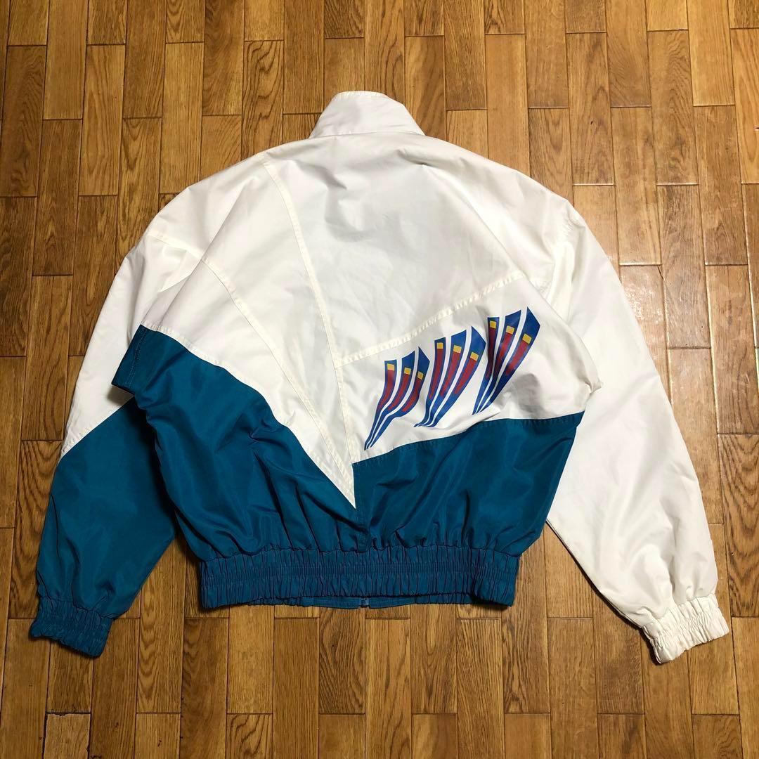 〜80s デサント adidas ウインドブレーカー セットアップ 白 孔雀青