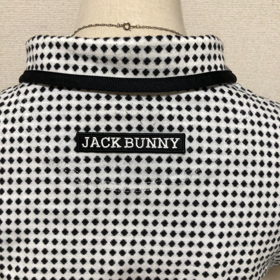 【美品】ジャックバニー ドット柄ポロシャツ 白黒 L ゴルフウェア レディース
