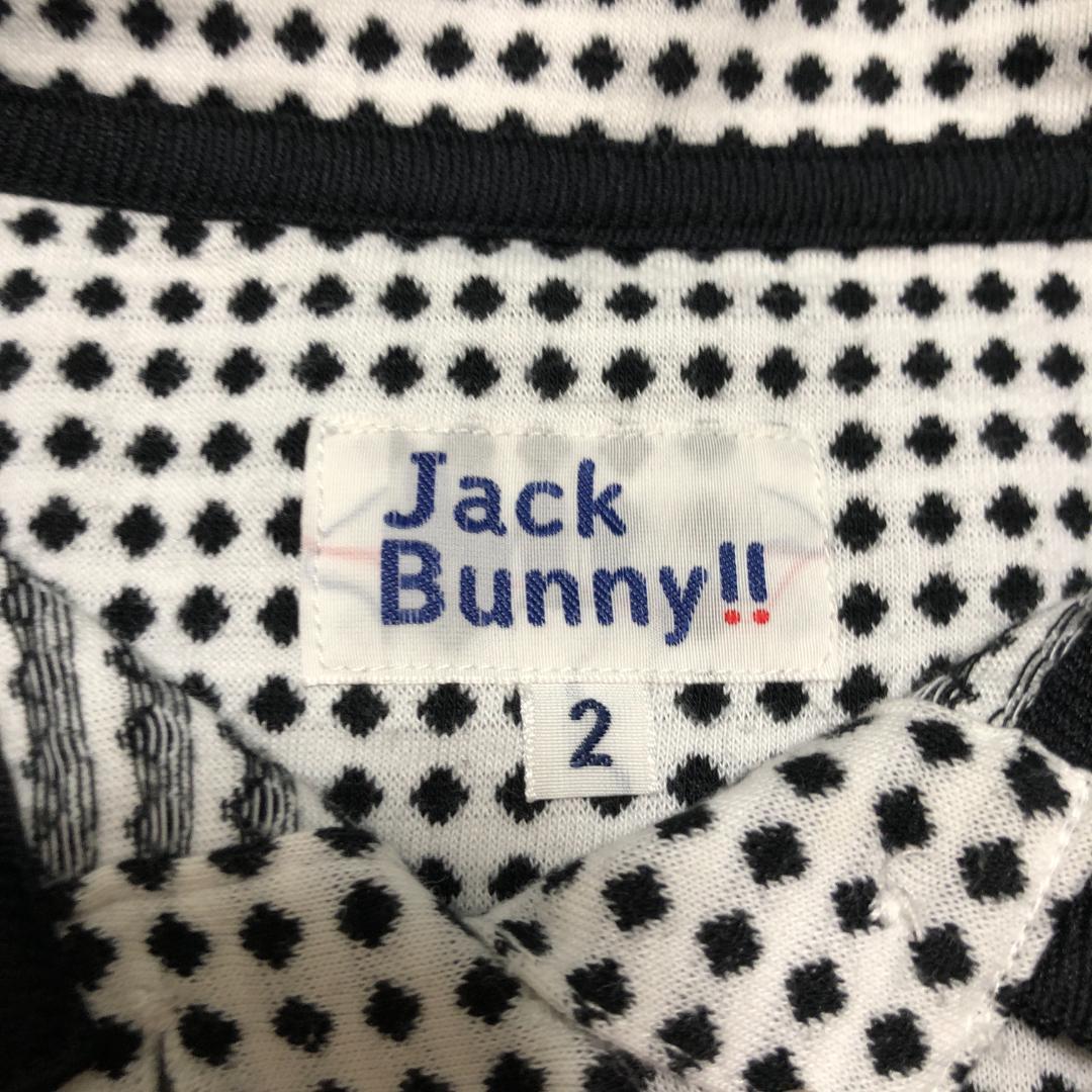 【美品】ジャックバニー ドット柄ポロシャツ 白黒 L ゴルフウェア レディース