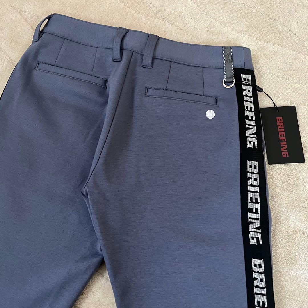 新品★34,100円 グレーM BRIEFING サイドロゴラインパンツ 灰×黒
