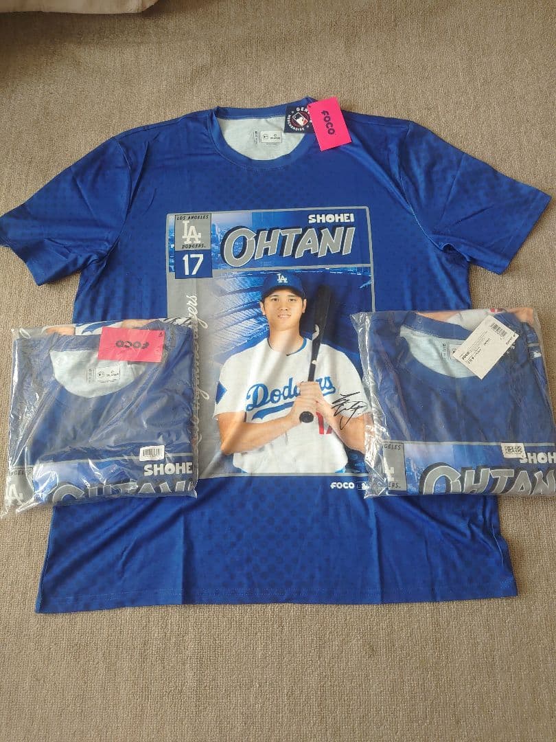 FOCO 大谷翔平 ドジャース Tシャツ XL 青 新品 未使用 3枚セット