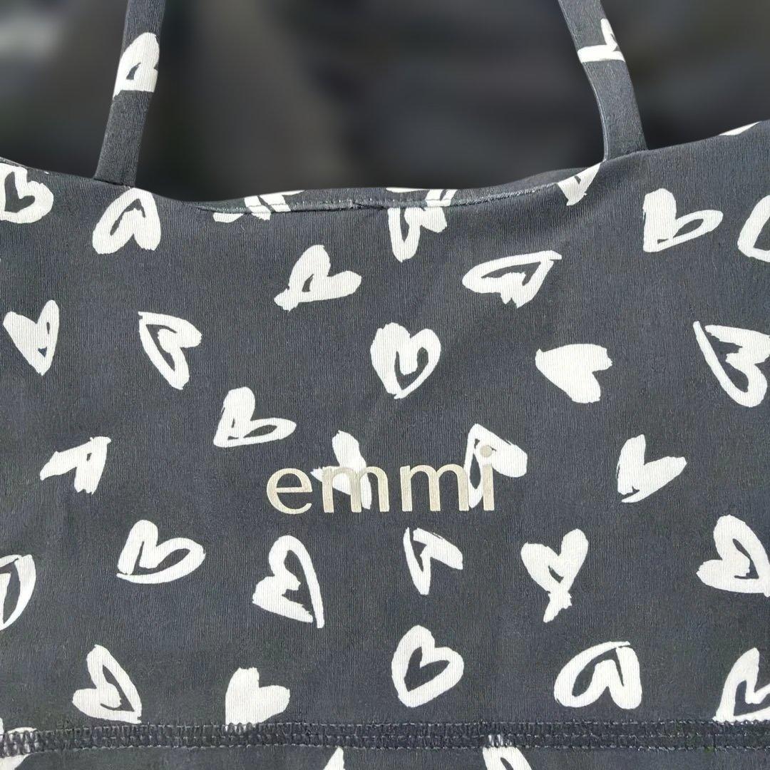 emmi yoga ハート柄 ヨガウェア タンクトップ レギンス セット 黒