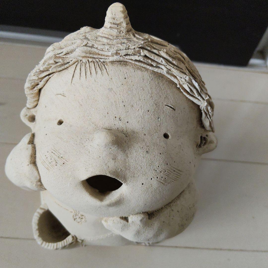 素焼き陶器 つのが可愛いい幼い鬼っ子