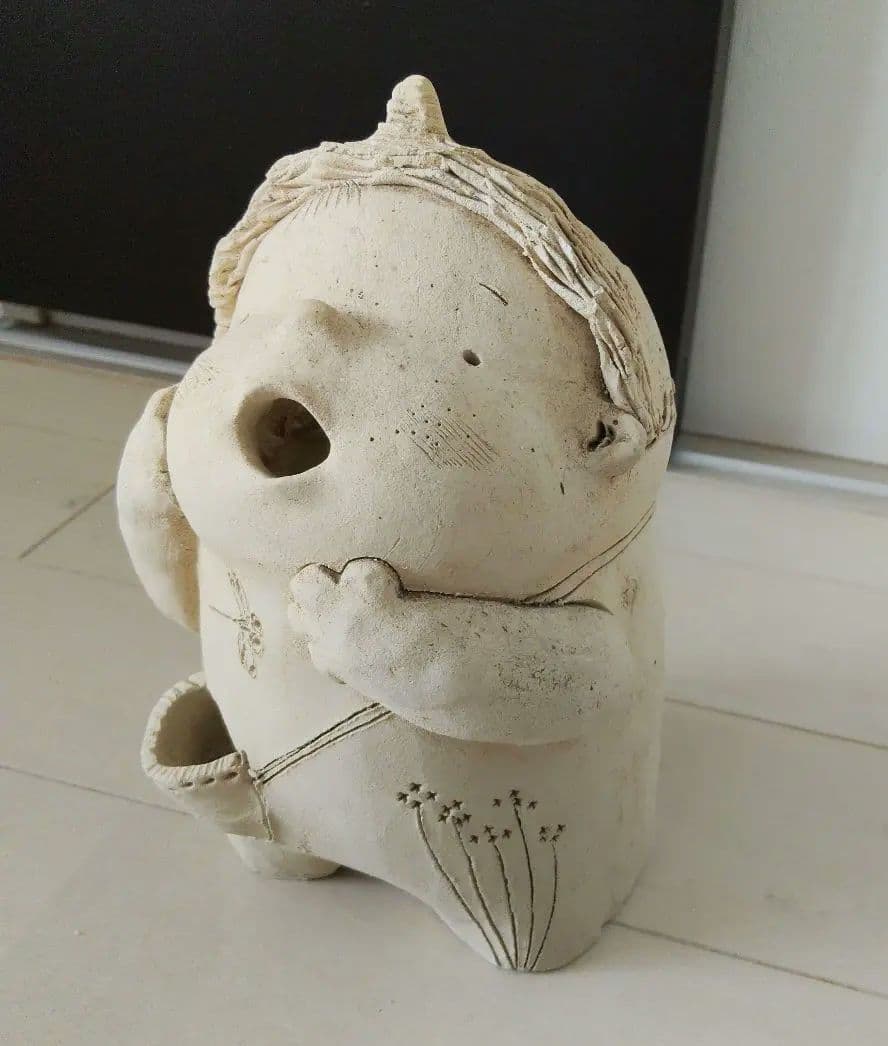 素焼き陶器 つのが可愛いい幼い鬼っ子