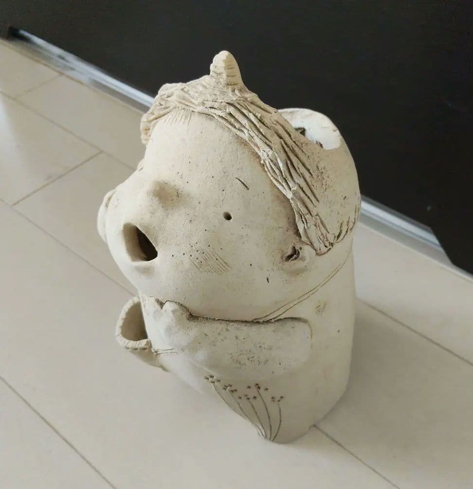 素焼き陶器 つのが可愛いい幼い鬼っ子