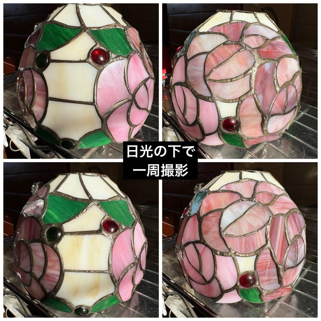 ステンドランプ 新品未使用難あり　ピンク系　バラ　薔薇　卓上　スタンド　ライト