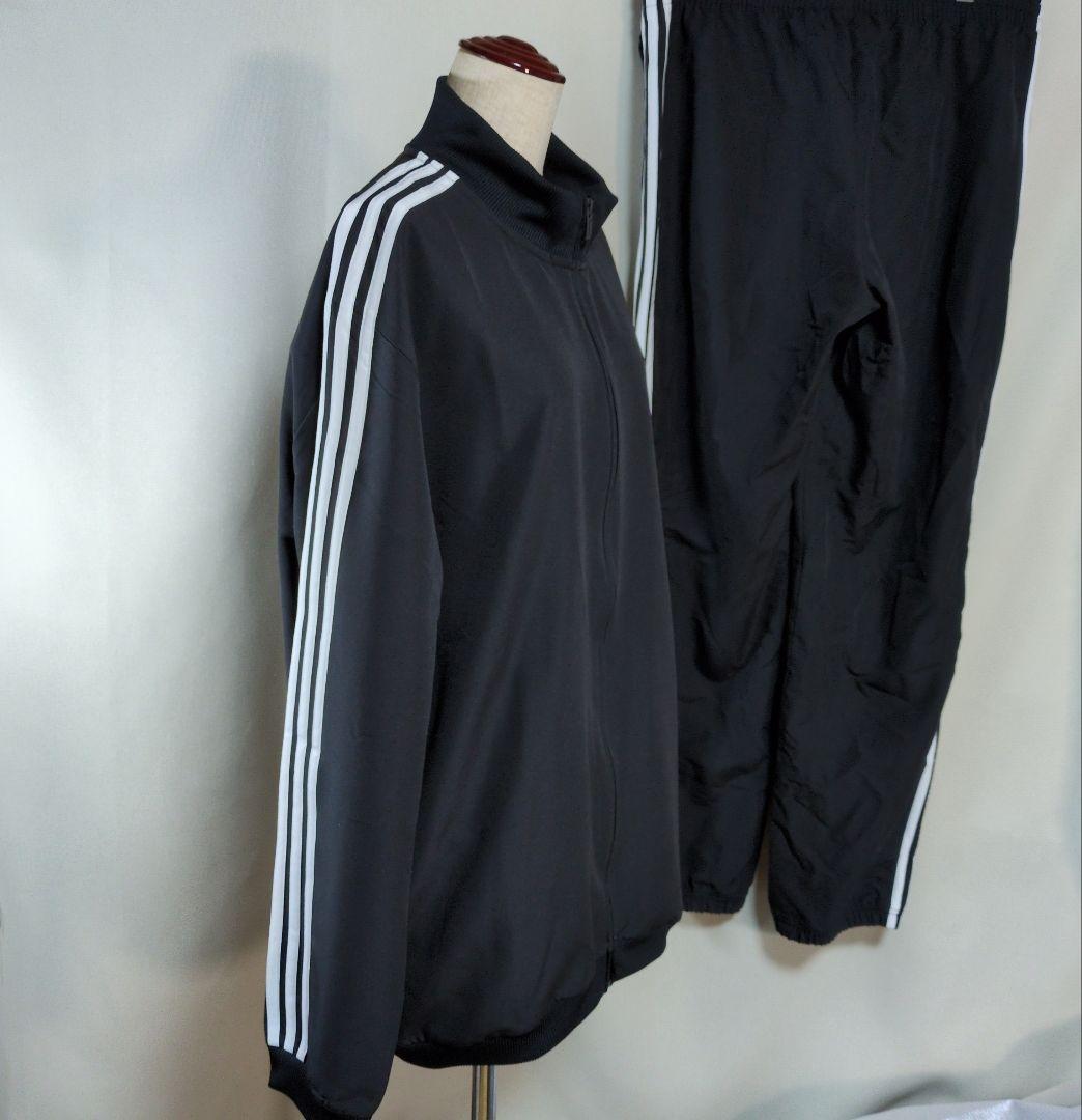 美品 アディダス ジャージ上下セット 黒 トリコット トラックスーツ 3XL