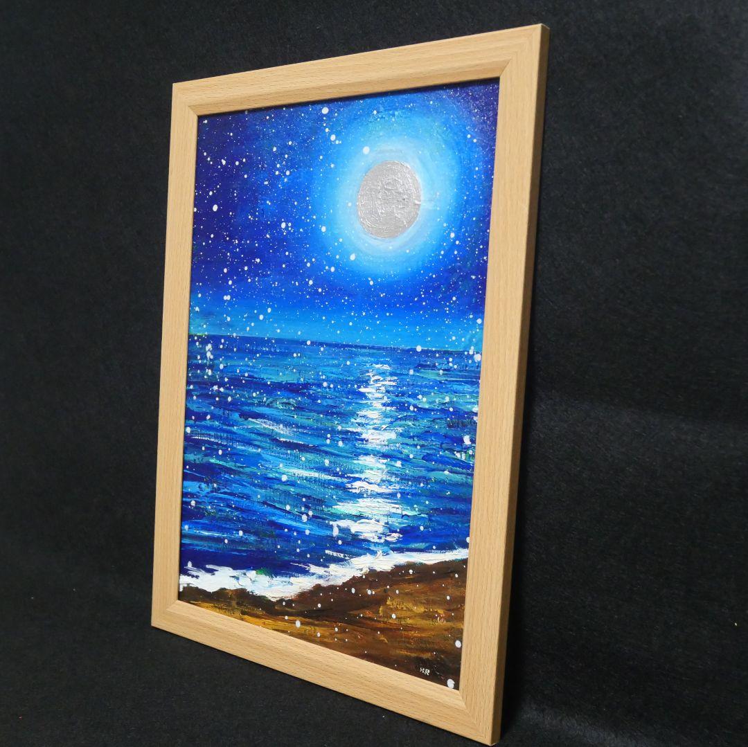 油絵 油彩 油彩画 絵 絵画【海雪の月】