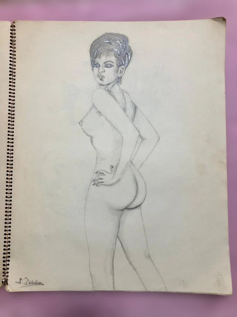 元東映大部屋役者作 裸婦鉛筆画 素描 ヌードデッサン マルマン社 クロッキー帳