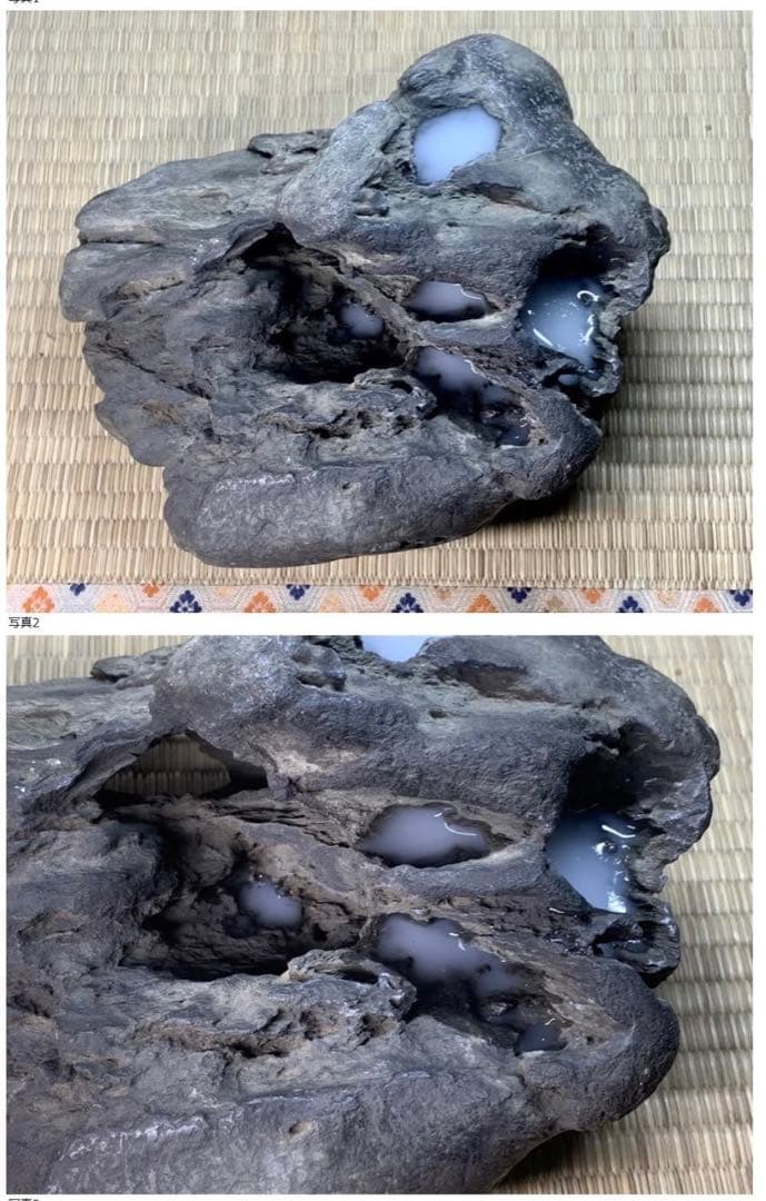 2500 揖斐川石 ウブ『天邪鬼』桐箱付 2箇所ヌケあり 水石 置物 鑑賞石
