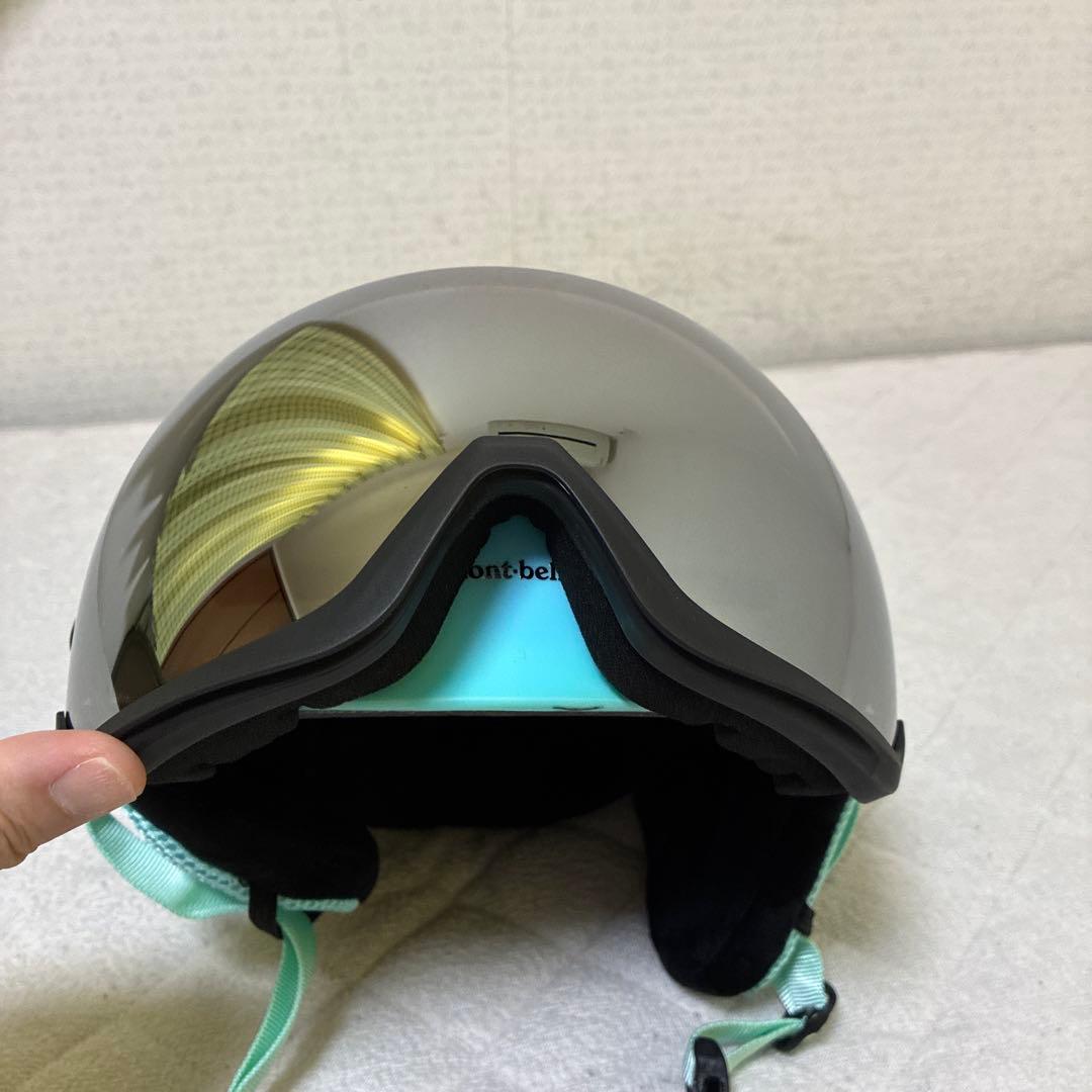 バイザー付きスノーヘルメット　メーカー不明　水色　Lサイズ