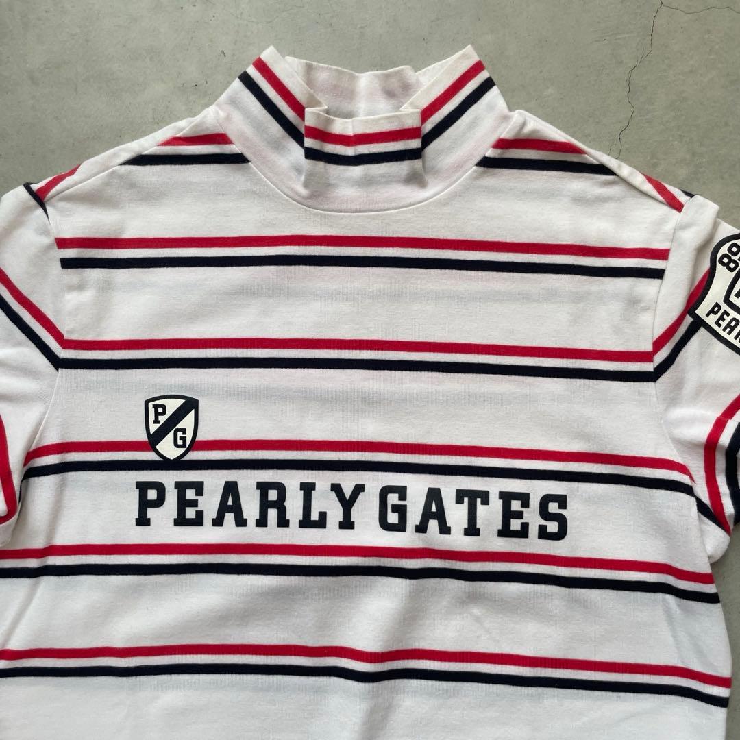 PEARLEY GATES パーリーゲイツ　ボーダーモックネック半袖シャツ