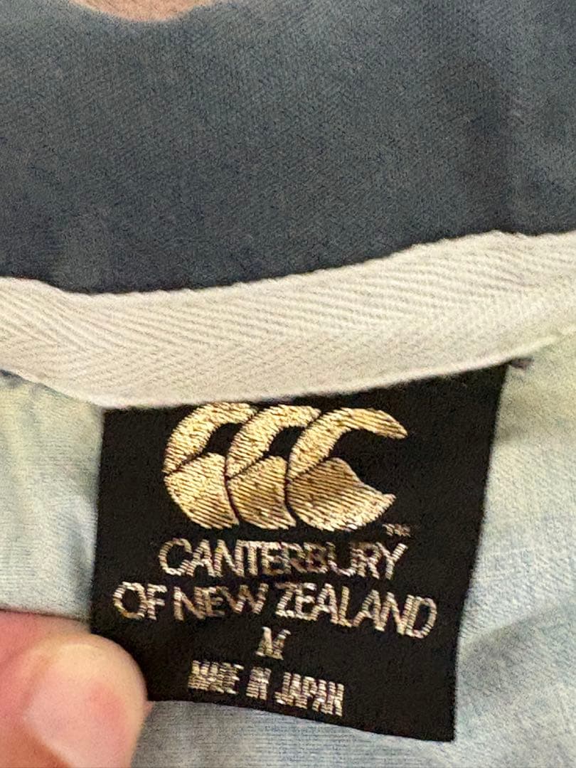 激レアM！Canterbury長袖ラガーシャツ紺色カンタベリー日本製