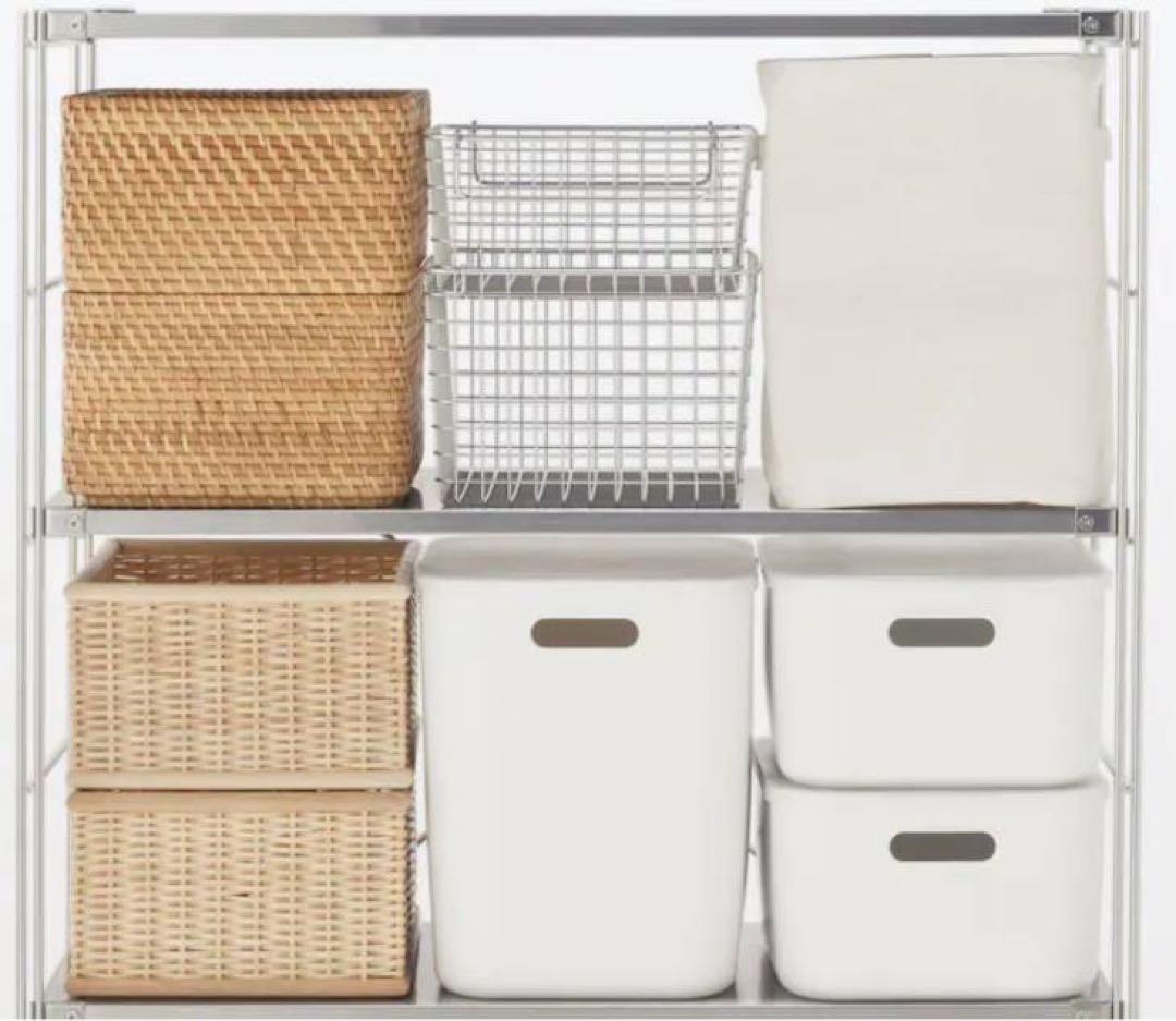 ■送料込■無印 MUJI ステンレスユニットシェルフ ワイド 棚シルバーラック