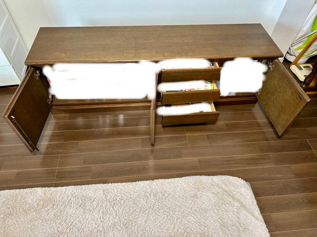 ブラウン木製テレビ台 引き出し3つ付き