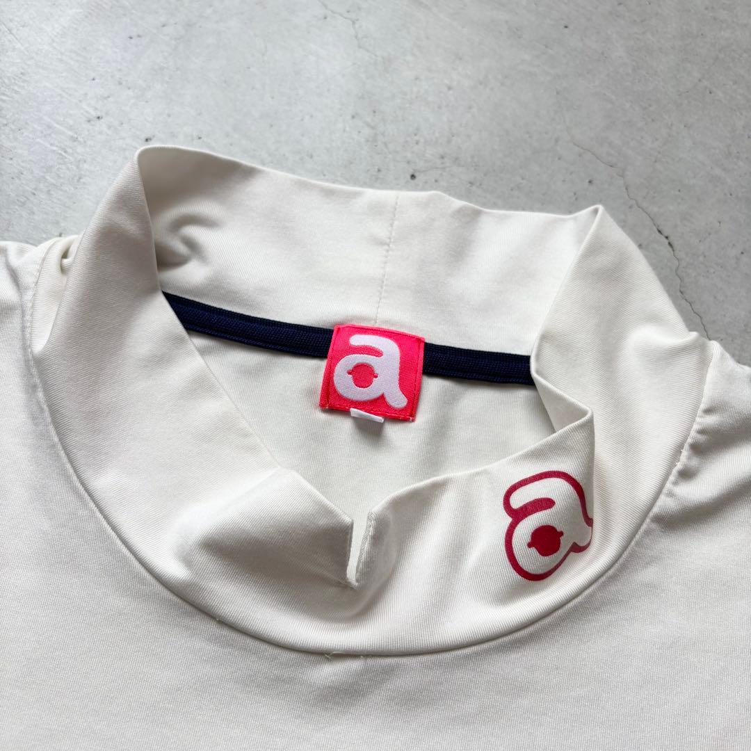 ARCHIVIO アルチビオ モックネック半袖Tシャツ ロゴプリント ストレッチ