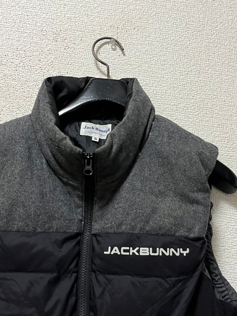 ジャックバニー　ウール×ナイロン中綿ベスト/5　ブラック×グレー　パーリーゲイツ