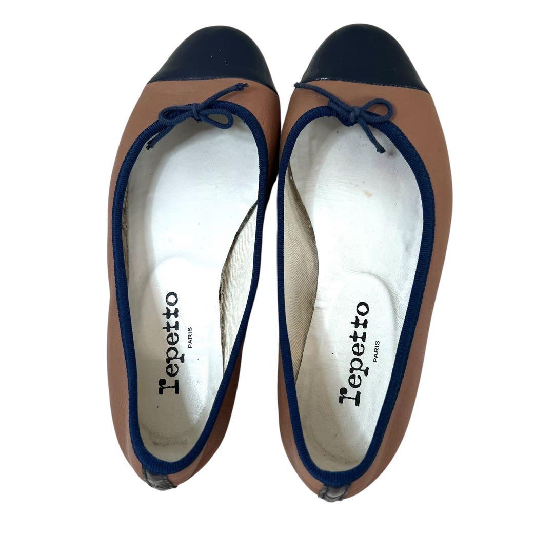 【美品】repetto フローラ フラットパンプス コンビレザー